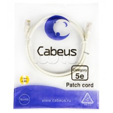 Шнур коммутационный RJ-45 кат.5е (1.5 м) Cabeus PC-UTP-RJ45-Cat.5e-1.5m-WH